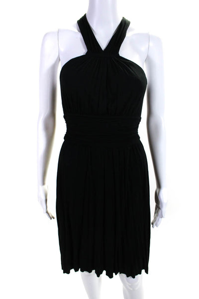Velvet Womens Pleated Jersey Halter Sleeveless A Line Dress Black Size Small