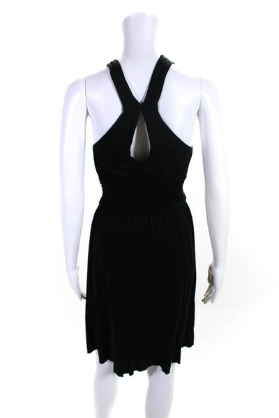 Velvet Womens Pleated Jersey Halter Sleeveless A Line Dress Black Size Small