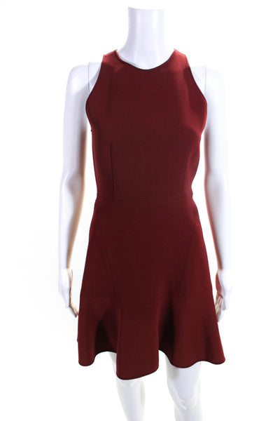 Theory Womens Crew Neck Sleeveless Mini Fit & Flare Dress Red Size 2