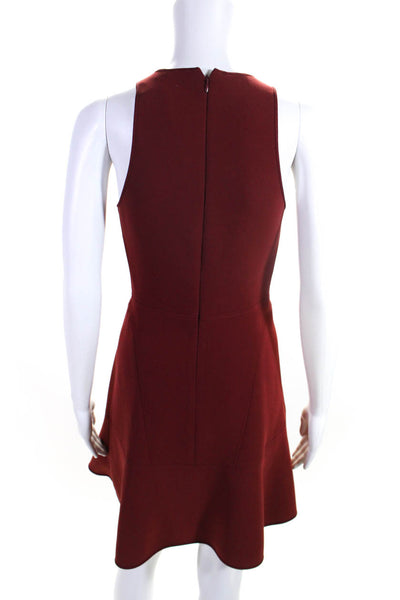 Theory Womens Crew Neck Sleeveless Mini Fit & Flare Dress Red Size 2