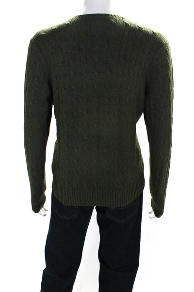 Polo Ralph Lauren Mens Green Silk Cable Knit Pullover Sweater Top Size M