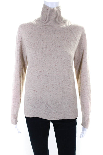 Joie Womens Cashmere Spotted Print Long Sleeve Turtleneck Sweater Beige Size XS