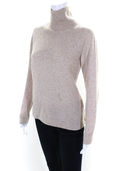 Joie Womens Cashmere Spotted Print Long Sleeve Turtleneck Sweater Beige Size XS