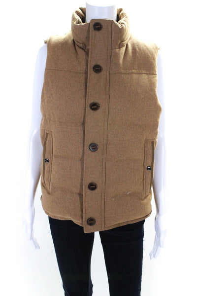 417 Women's Sleeveless Pockets Full Zip Puffer Vest Brown Size M