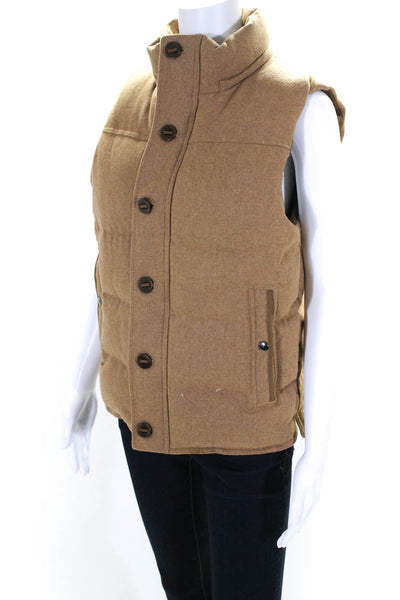 417 Women's Sleeveless Pockets Full Zip Puffer Vest Brown Size M