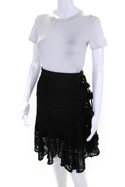 Figue Women's Tassel Flare Line Midi Skirt Black Size 4