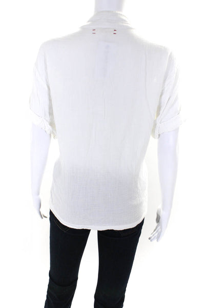 Xirena Women's Cotton Short Sleeve Relaxed Fit V-Neck Blouse White Size S