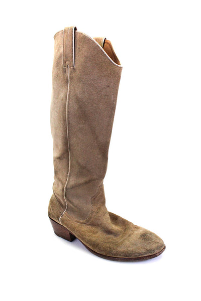 Frye Womens Slip On Block Heel Knee High Boots Brown Suede Size 9M