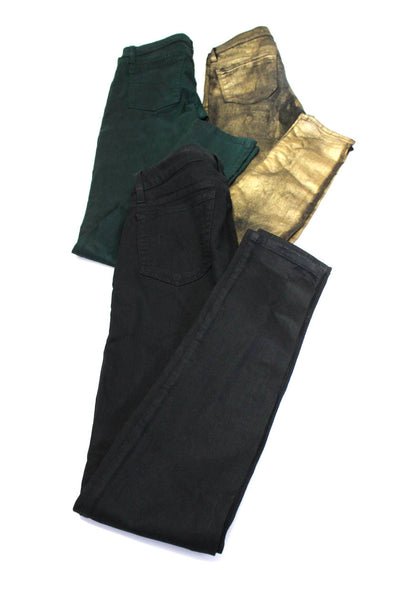 J Brand Joes Jeans Womens Mid Rise Skinny Jeans Green Gold Black 26 27 Lot 3