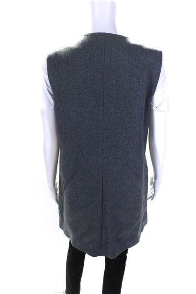 Lafayette 148 New York Womens Sleeveless Full Zipper Coat Gray Wool Size Medium