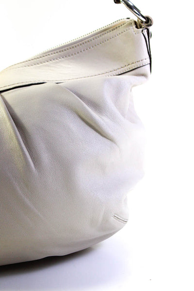 Coach Womens Leather Silver Tone Pleated Soho Hobo Shoulder Handbag White