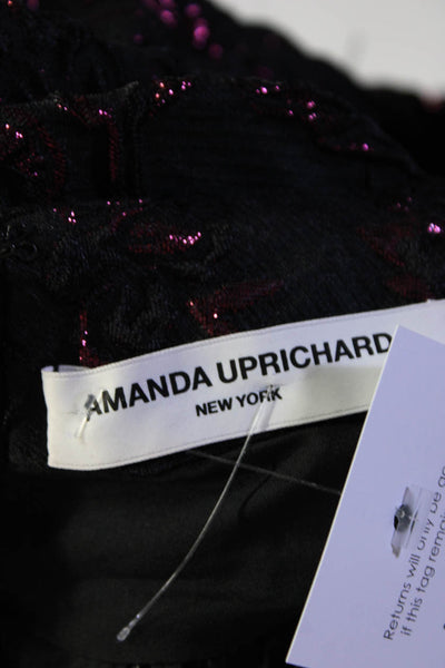 Amanda Uprichard Womens Black Metallic Red Detail Textured Mini Dress Size xs
