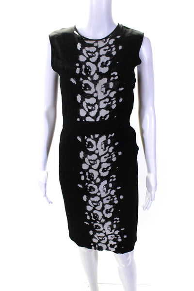 Giambattista Valli Womens Black Printed Crew Neck Sleeveless Shift Dress Size S