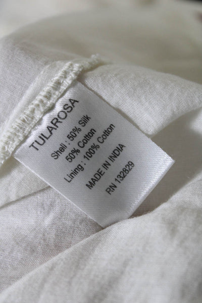 Tularosa Womens Silk Geometric Print Tied Tassel A-Line Midi Dress White Size S