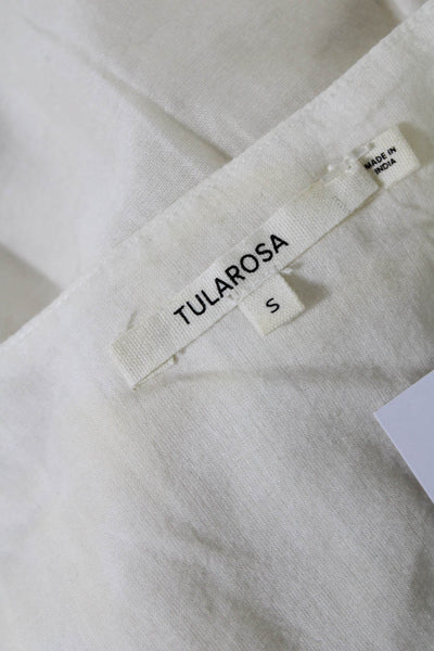 Tularosa Womens Silk Geometric Print Tied Tassel A-Line Midi Dress White Size S
