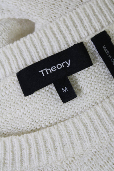 Theory Womens Cross Split Back Crew Neck Sweater White Size Medium