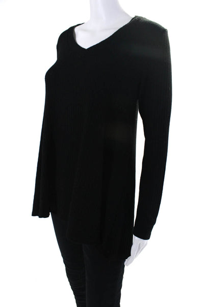 Pink Blush Womens Long Sleeves V Neck Sweater Black Size Small