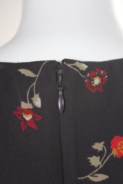 Madewell Womens Floral Print V Neck Short Sleeves A Line Dress Black Size 0