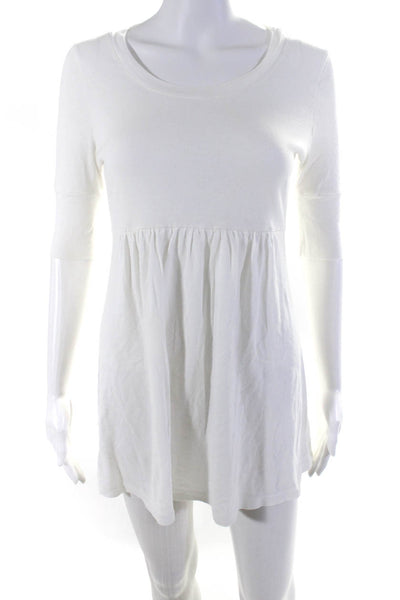 Michael Stars Womens 3/4 Sleeves A Line Dress White Cotton Size One Size