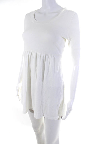 Michael Stars Womens 3/4 Sleeves A Line Dress White Cotton Size One Size