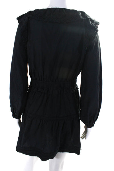 The Westside Womens Eyelet Button Down A Line Dress Black Size Small