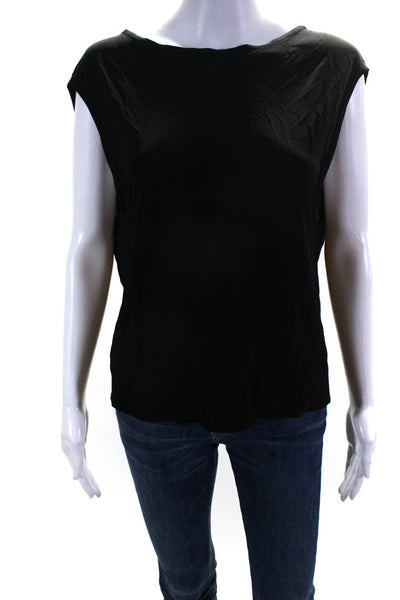 Helmut Lang Womens Round Neck Sleeveless Pullover Blouse Top Black Size S