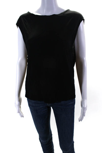 Helmut Lang Womens Round Neck Sleeveless Pullover Blouse Top Black Size S