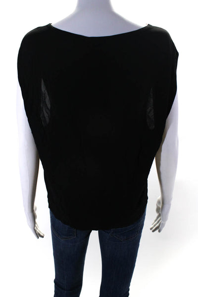 Helmut Lang Womens Round Neck Sleeveless Pullover Blouse Top Black Size S