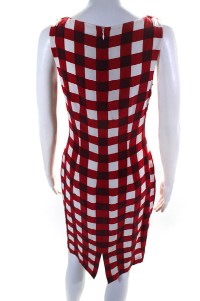 W by Worth Women's Silk Sleeveless Plaid Print Shift Midi Dress Red Size 2