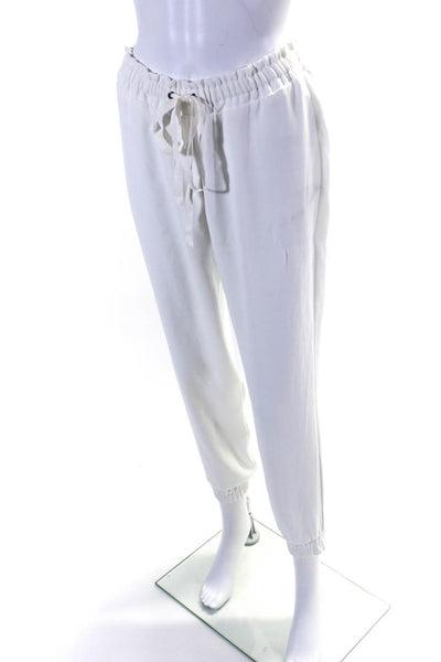 Drew Womens Solid White Stretch High Rise Drawstring Cuff Ankle Pants Size S