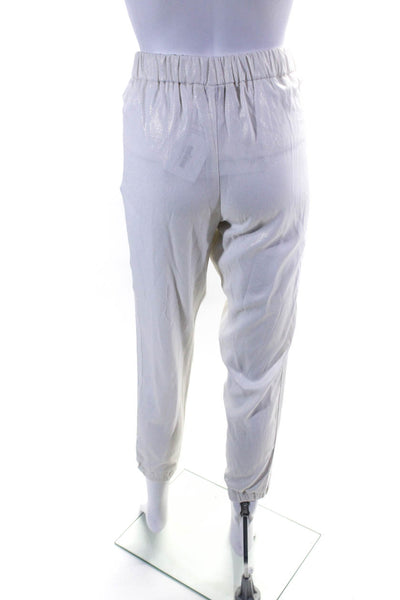 Pinko Womens Shimmery White Gold Detail High Rise Jogger Pants Size 6