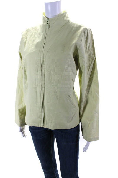 Eileen Fisher Women's Cotton Long Sleeve Full Zip Quilted Jacket Green Size PL