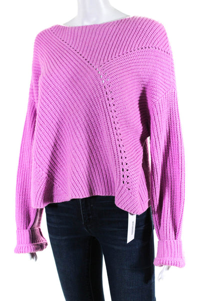 TOBI Womens Long Sleeve Boat Neck Oversized Sweater Bubblegum Pink Size Small