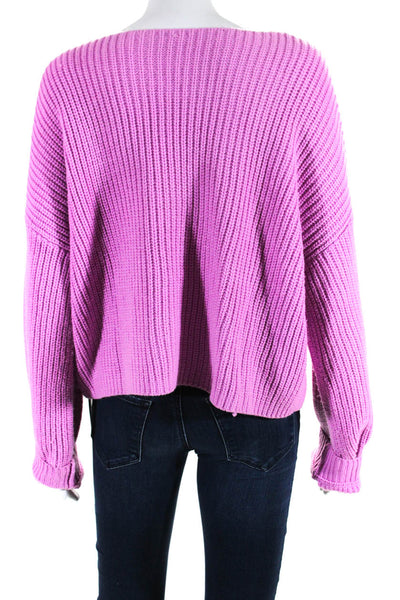 TOBI Womens Long Sleeve Boat Neck Oversized Sweater Bubblegum Pink Size Small