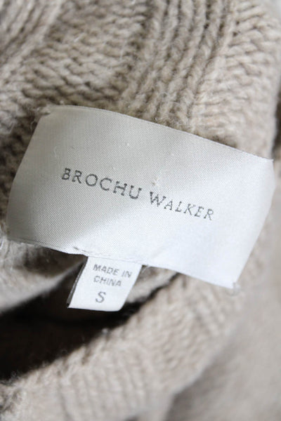 Brochu Walker Womens Long Sleeve Crew Neck Layered Sweater Brown White Small