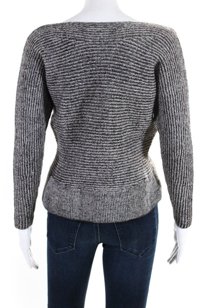 Allsaints Womens Merino Wool Knit Split Hem Dolman Sweater Black Gray Size S