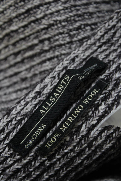 Allsaints Womens Merino Wool Knit Split Hem Dolman Sweater Black Gray Size S