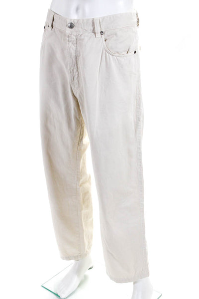 Ermenegildo Zegna Mens Cotton Mid-Rise Straight Leg Chino Trousers Tan Size 38
