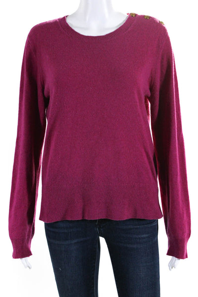 Tory Burch Women's Cashmere Long Sleeve Pullover Knit Blouse Purple Size L