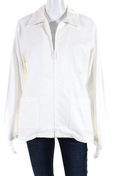 Eileen Fisher Women's Cotton Double Zip Collared Jacket White Size S