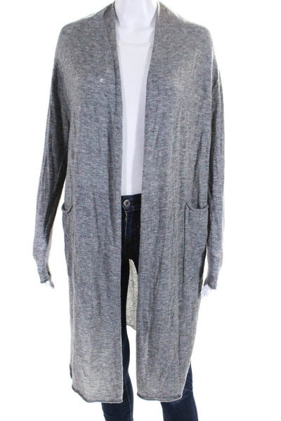 M.M. Lafleur Womens Long Sleeve Open Front Cashmere Cardigan Sweater Gray Small