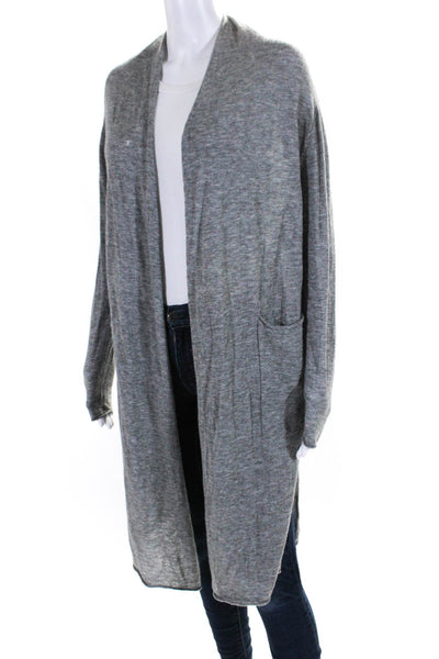 M.M. Lafleur Womens Long Sleeve Open Front Cashmere Cardigan Sweater Gray Small