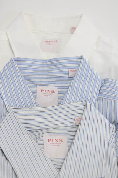 Pink Mens Cotton Striped Print Buttoned Collared Tops Blue Size EUR44 Lot 3