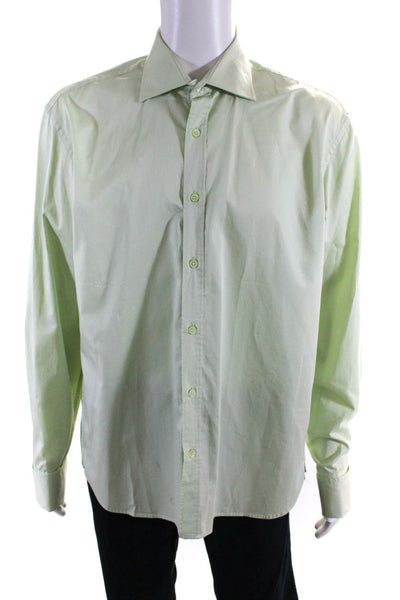 Ted Baker London Mens Cotton Collared Button Down Dress Shirt Lime Green Size 5
