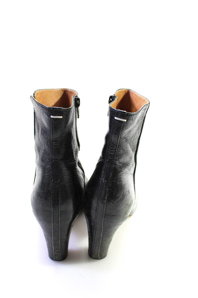 Maison Martin Margiela Womens Leather Zip Up Ankle Boots Black Size 37 7