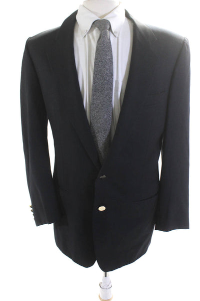 Ermenegildo Zegna Mens Wool Two Button No Vent Long Sleeve Blazer Black Size 42