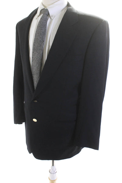 Ermenegildo Zegna Mens Wool Two Button No Vent Long Sleeve Blazer Black Size 42