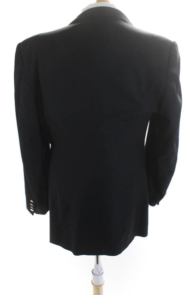 Ermenegildo Zegna Mens Wool Two Button No Vent Long Sleeve Blazer Black Size 42