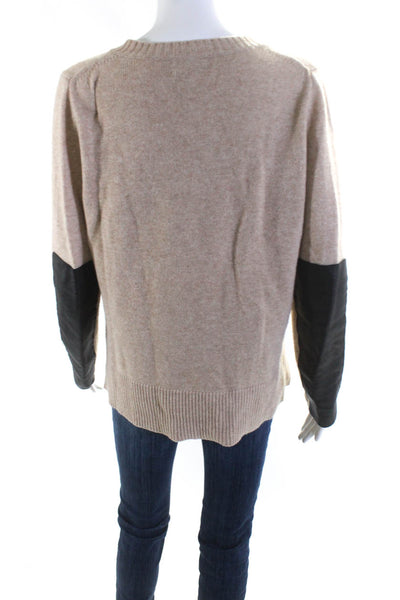 J Crew Womens Wool Cashmere Split Hem Long Sleeve V-Neck Sweater Brown Size M