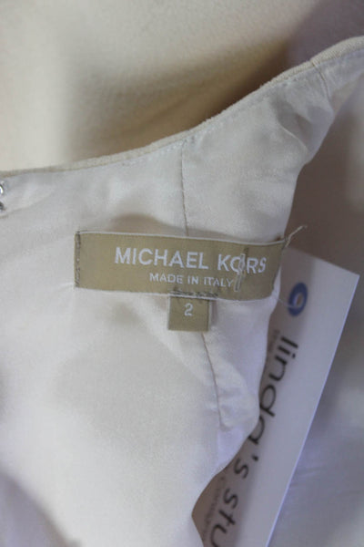 Michael Kors Womens Ivory Crew Neck Chain Detail Sleeveless Shift Dress Size 2